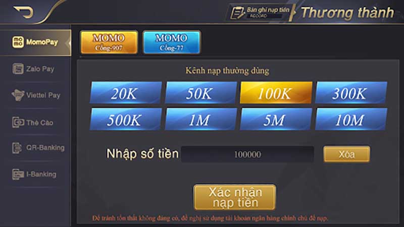 Lỗi nạp tiền cfun68 xử lý như thế nào?