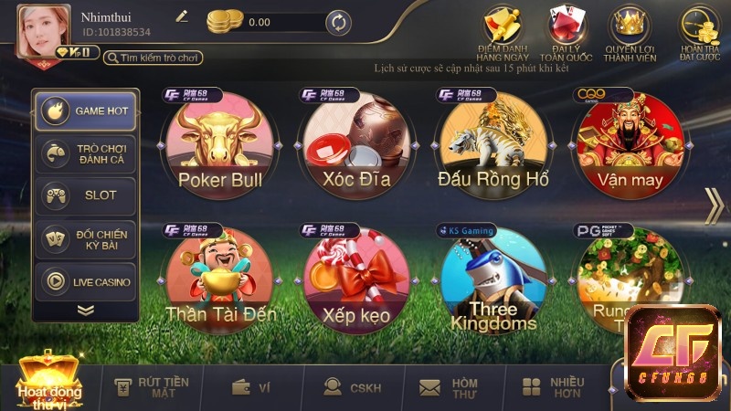 Giao diện của app Cfun68 ios