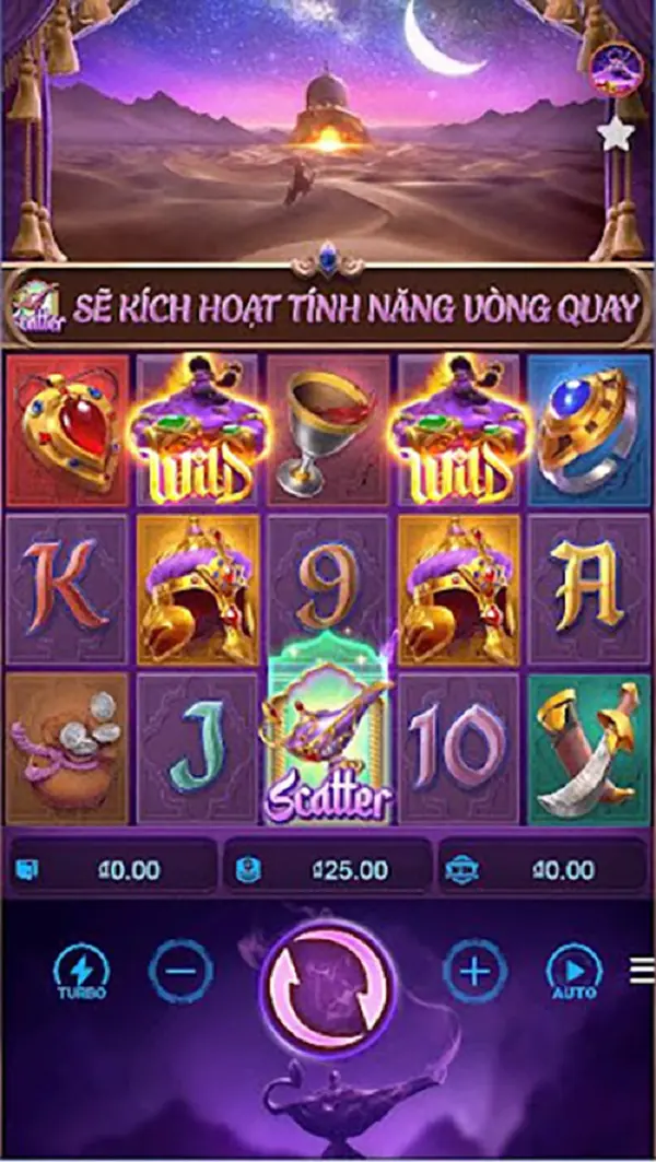 Màn hình giao diện tham gia Aladdin và cây đèn thần