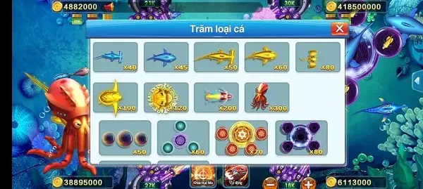 Tiêu diệt càng nhiều cá lớn tiền thưởng càng cao - game Bắn cá