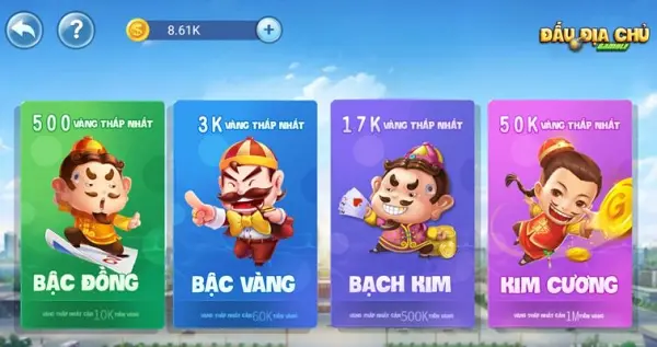 Đấu địa chủ có nhiều mức cược cho game thủ lựa chọn