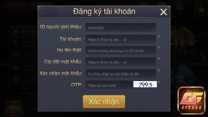 Hướng dẫn đăng ký cfun68 - Tạo tài khoản cực dễ [Cập nhật]