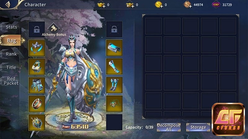 Trang bị để game thủ lựa chọn