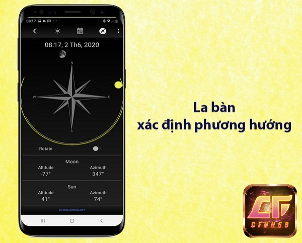Moon Phase Calender thiết kế tính năng la bàn định vị