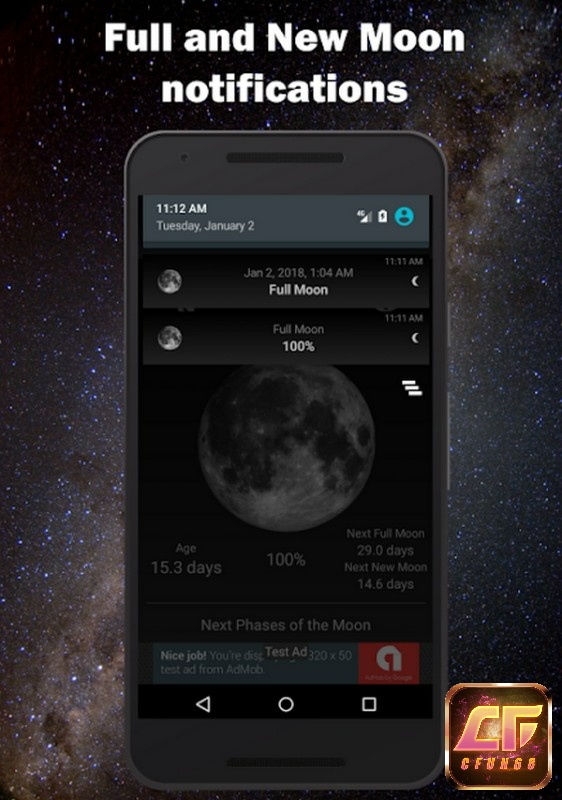 Moon Phase Calender hỗ trợ về lịch của mặt trăng