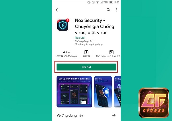 Có thể cài đặt Nox Security thông qua cửa hàng Play