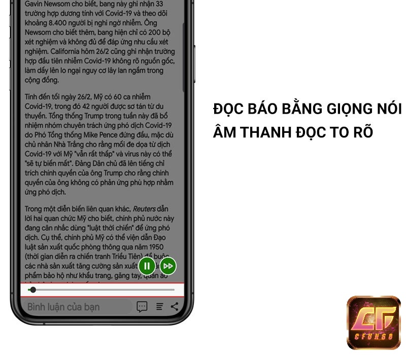 Tính năng đọc báo bằng giọng nói khá tiện lợi.