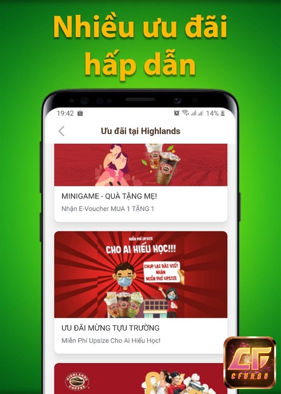 App Highland Coffee liên tục cập nhật nhiều chương trình khuyến mãi