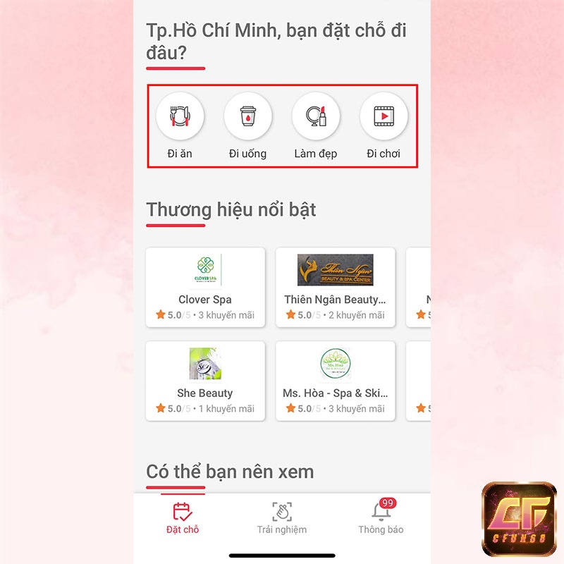 Chọn dịch vụ muốn sử dụng