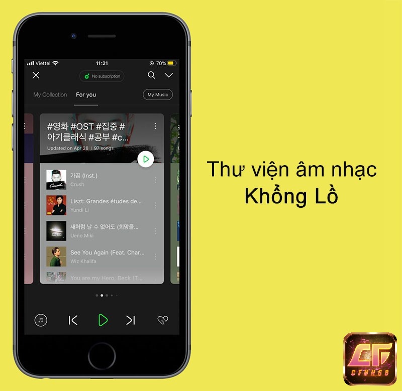 Thư viện âm nhạc tại Kakao Talk đa dạng