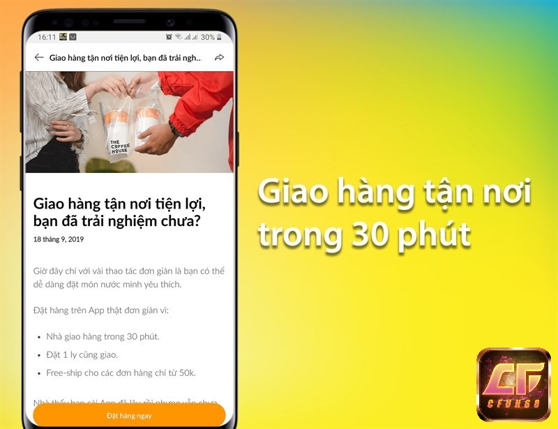 App THE COFFEE HOUSE còn có thêm chức năng giao hàng tận nơi
