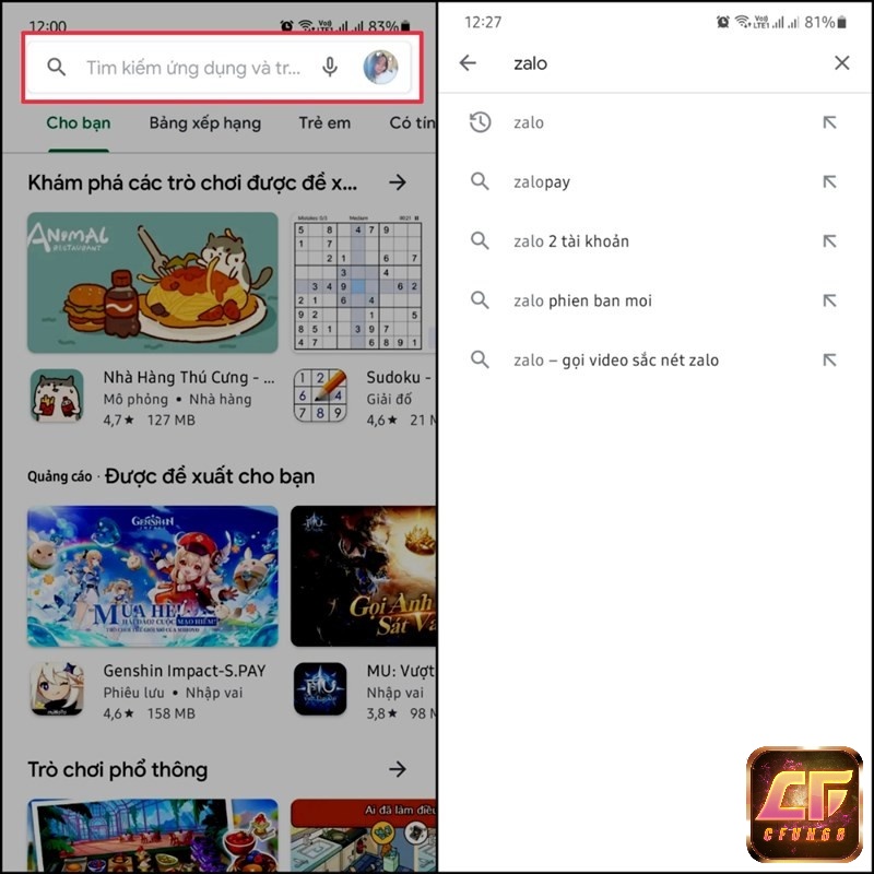 Cách tải app zalo cho điện thoại android