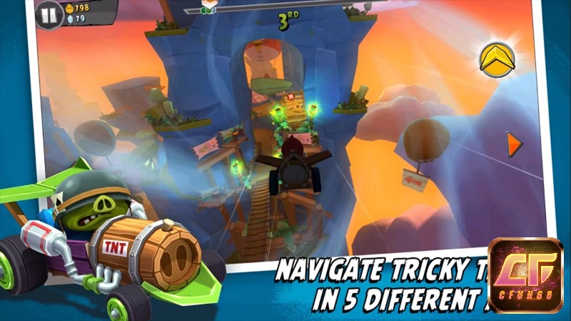 Game Angry Birds Go có thiết kế nhân vật và bối cảnh độc đáo, dễ thương