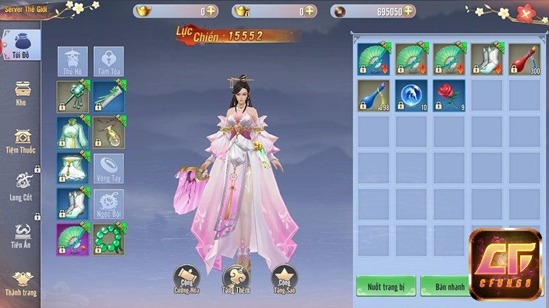 Một số trang bị cho nhân vật trong game Cửu Mộng Tiên Vực