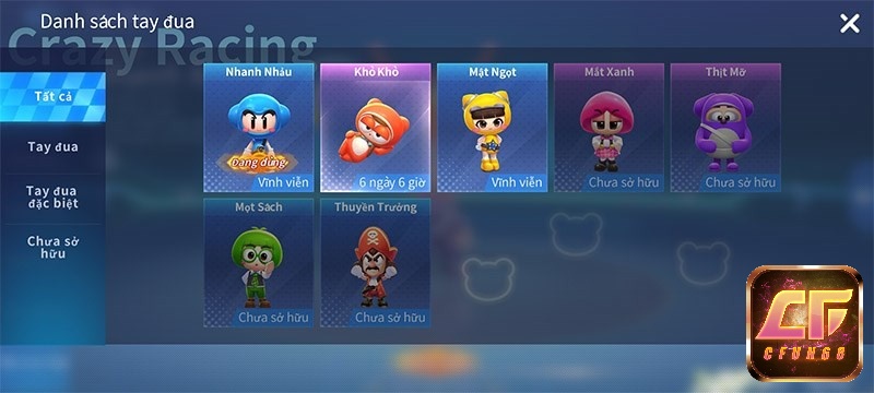 Dàn nhân vật trong game