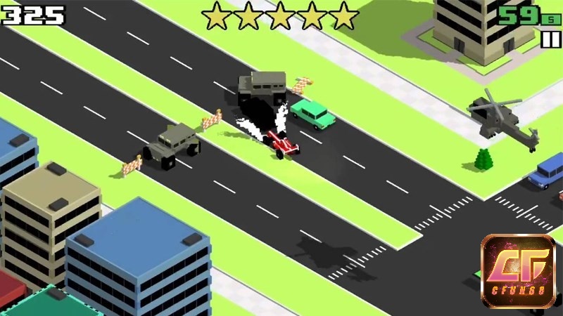 Game Smashy Road Wanted xây dựng đa dạng các phương tiện chi tiết và tỉ mỉ