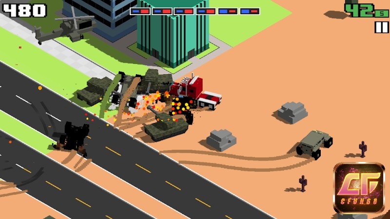 Smashy Road Wanted có thiết kế những cung đường đua phong phú