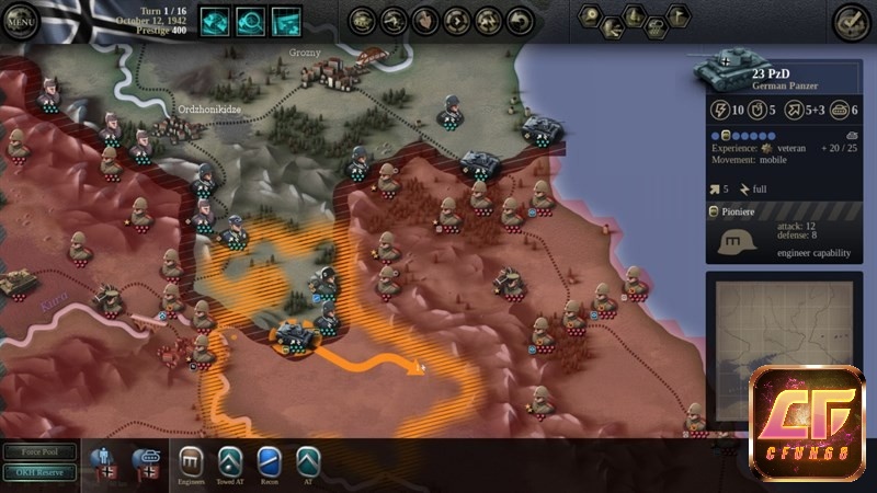 Vô số các đơn vị quân sự khác nhau trong Game Unity of Command: Stalingrad Campaign