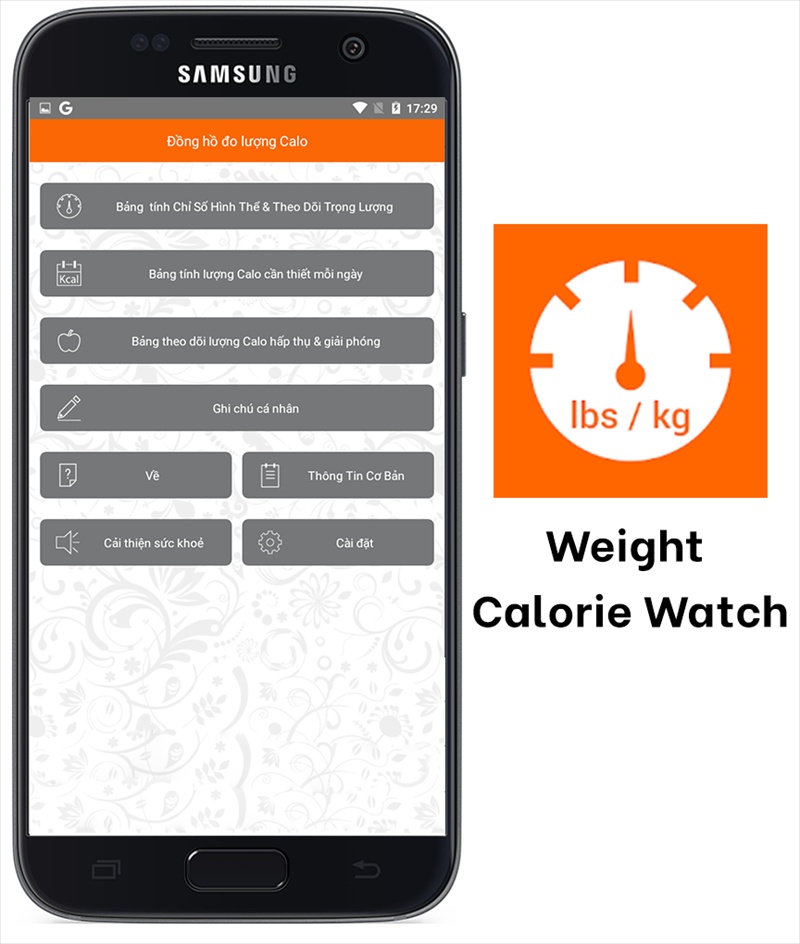 App Weight Calorie Watch - App theo dõi sức khỏe mỗi ngày