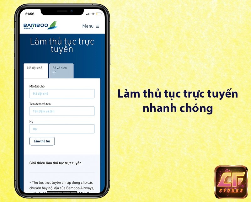 Làm thủ tục checkin ngay trên ứng dụng Bamboo Airways.