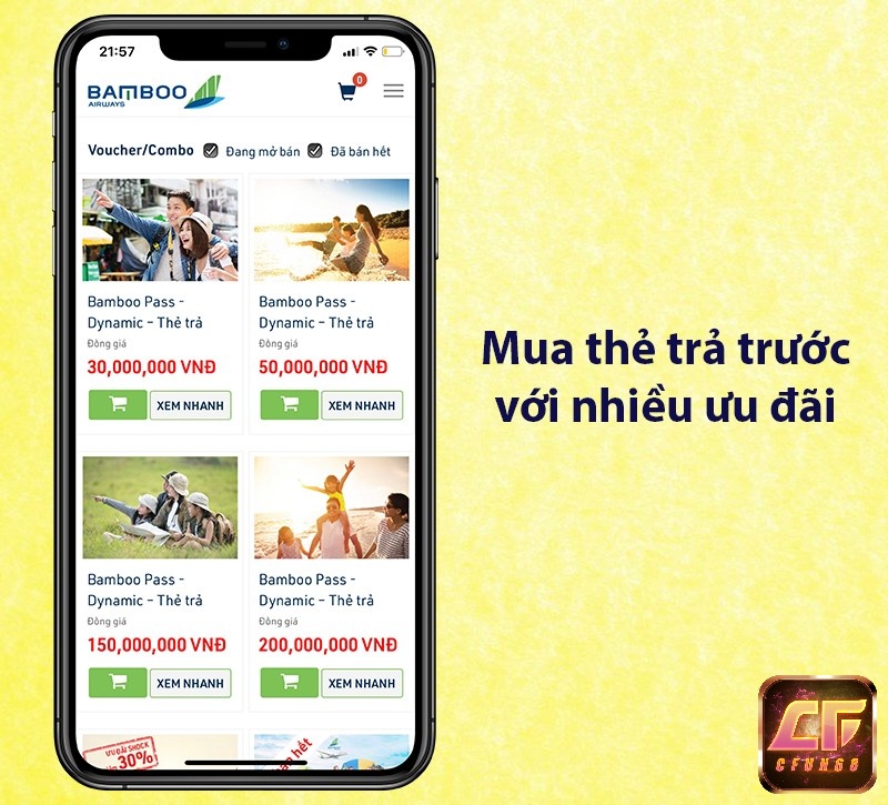 Mua thẻ trả trước trên ứng dụng đầy tiện lợi.