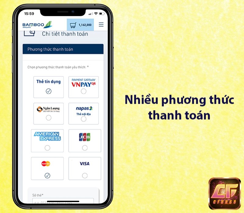 Bamboo Airways hỗ trợ nhiều phương thức thanh toán đa dạng.