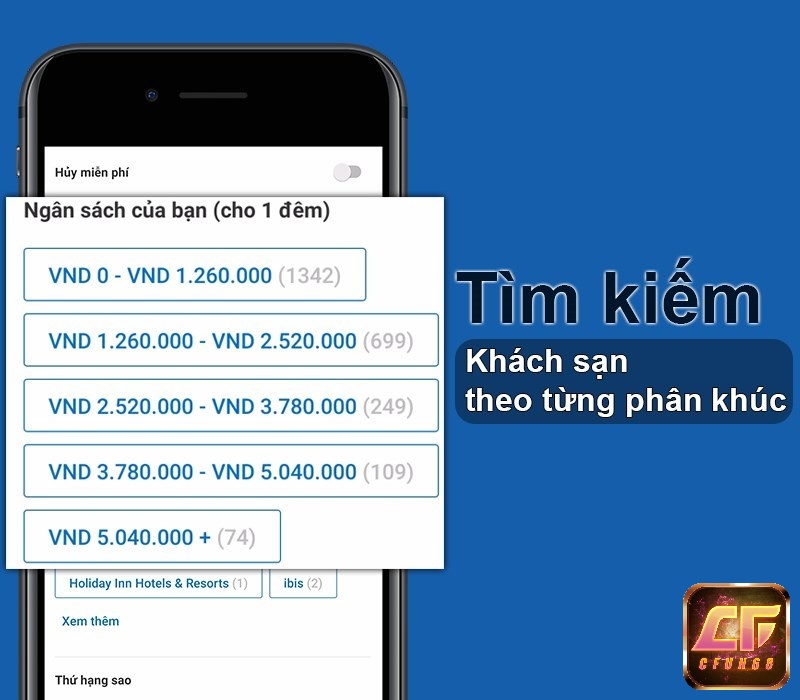 Dễ dàng tìm kiếm khách sạn theo từng phân khúc