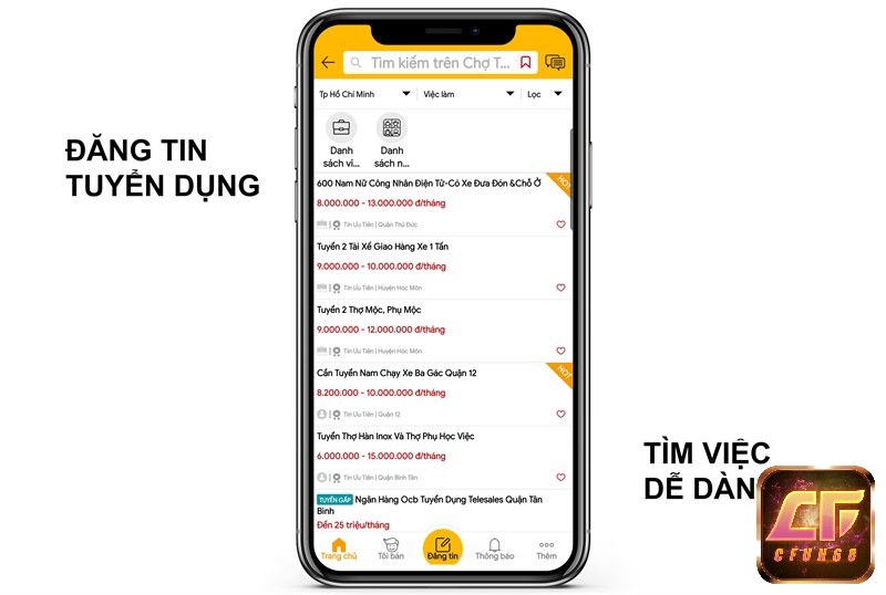 App Chợ Tốt hỗ trợ thêm chuyên mục đăng tin việc làm và tìm việc