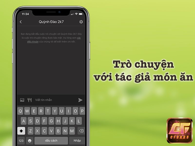 Chat trực tiếp với tác giả của món ăn bạn xem