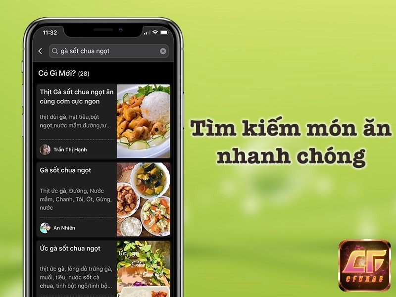 Tìm kiếm món ăn theo nhu cầu của chính bạn