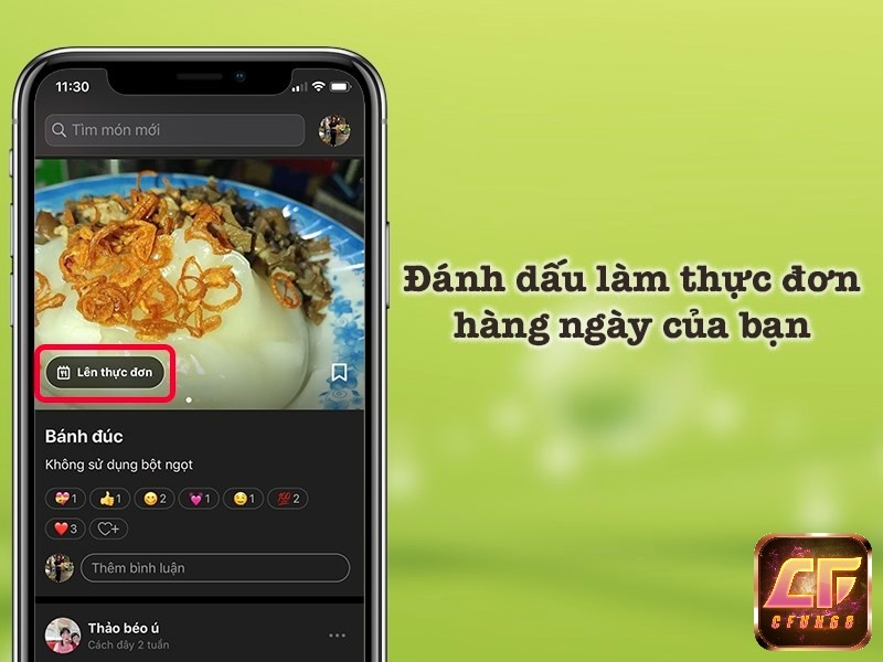 Đánh dấu món ăn trên Cookpad mà bạn quan tâm để tạo một thực đơn của riêng bạn