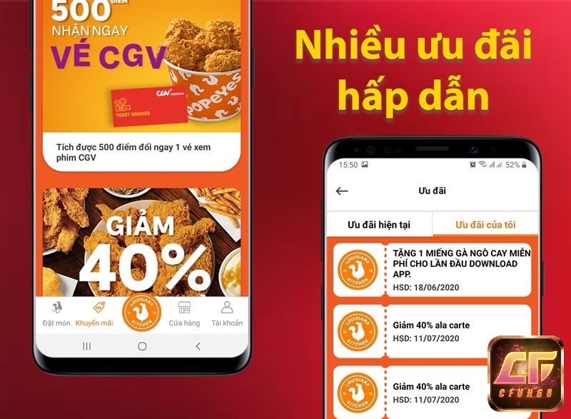 Đặt gà rán Popeyes ngay trên app với nhiều chương trình ưu đãi
