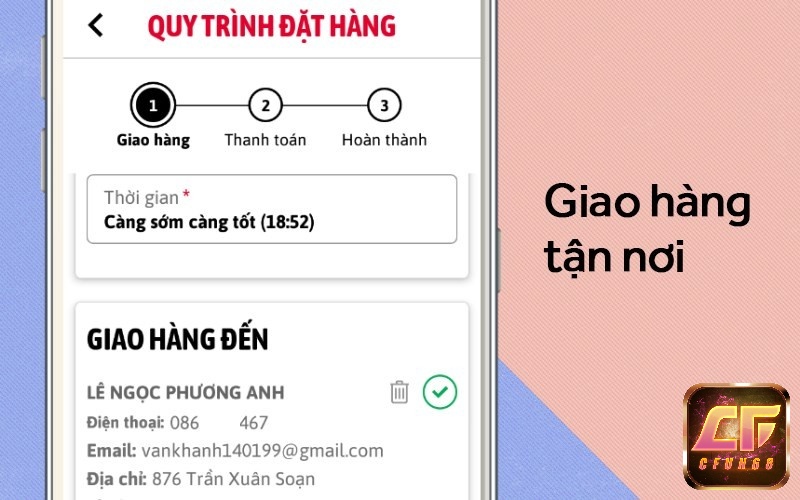 Giao hàng tận nơi hoặc là bạn tự tới lấy khi đặt gà trên ứng dụng