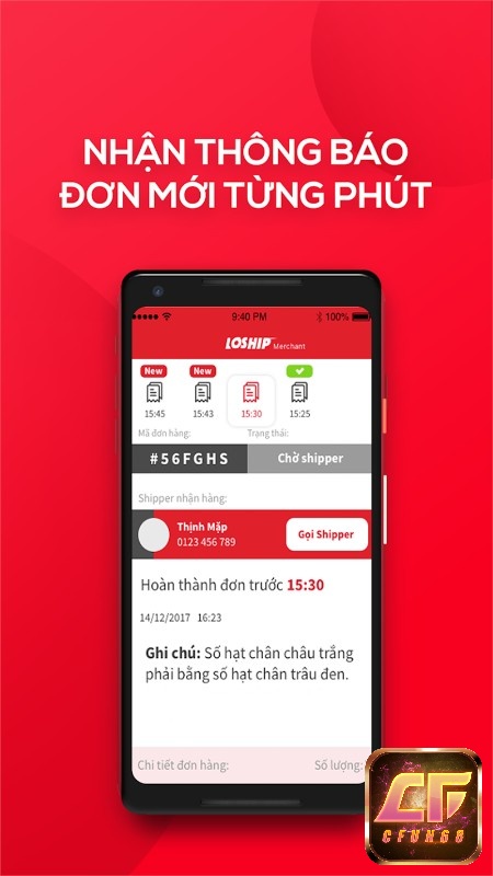 Nhận các thông báo của đơn mới từng phút