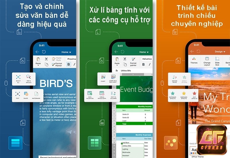 Chỉnh sửa các tài liệu cũng như bảng tính và slide trình chiếu dễ dàng