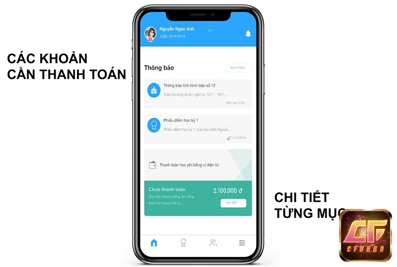 Mọi số tiền mà phụ huynh cần thanh toán cho nhà trường đều sẽ được hiển thị đầy đủ