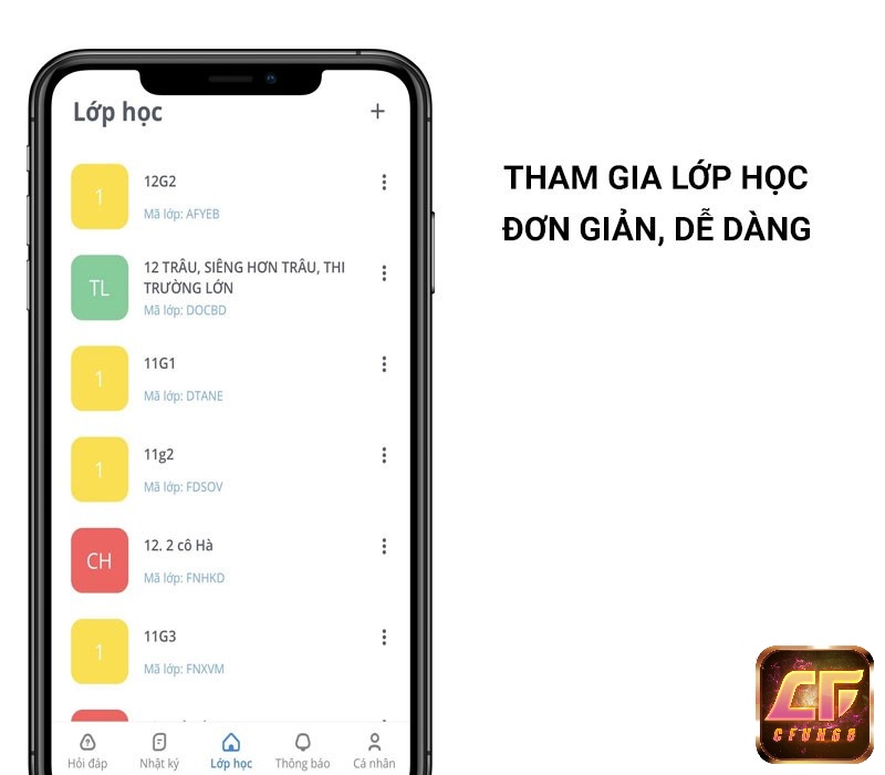 Học sinh khi sử dụng App đều được tham gia lớp học do giáo viên tạo ra