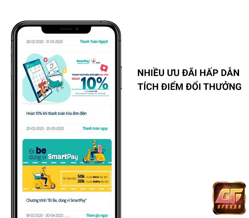 SmartPay cập nhật ưu đãi liên tục và tích điểm đổi thưởng