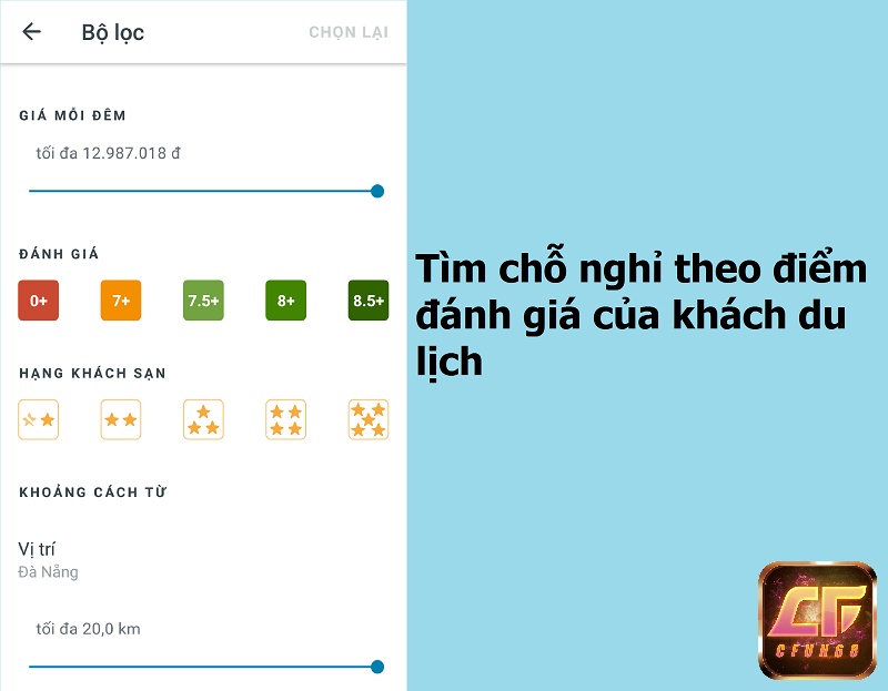 Trivago còn có thiết kế tính năng bộ lọc theo giá thành đánh giá thứ hạng của khách sạn