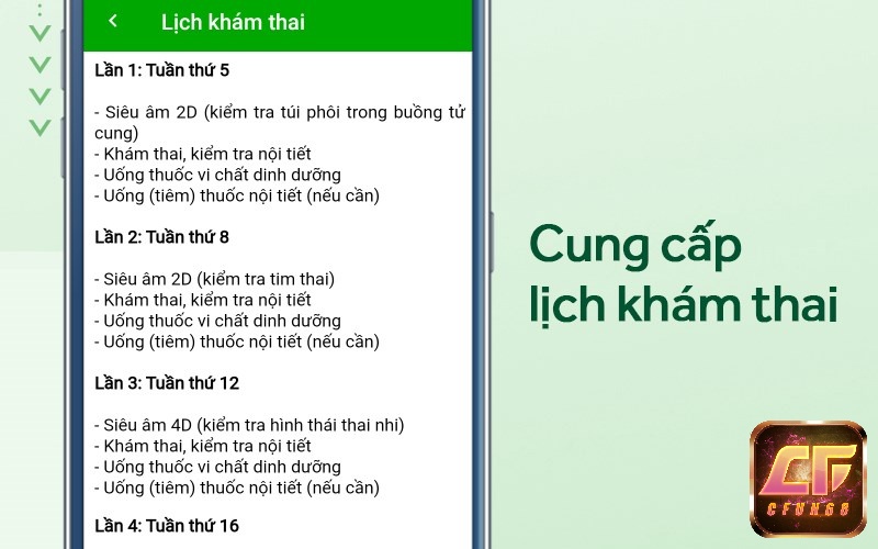 Lịch kiểm tra khám thai