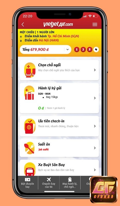 Lựa chọn dịch vụ tiện ích trực tuyến cho chuyến bay của bạn