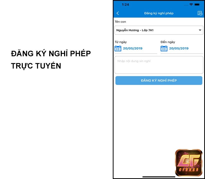 Đăng ký nghỉ phép trực tuyến cho con em mình