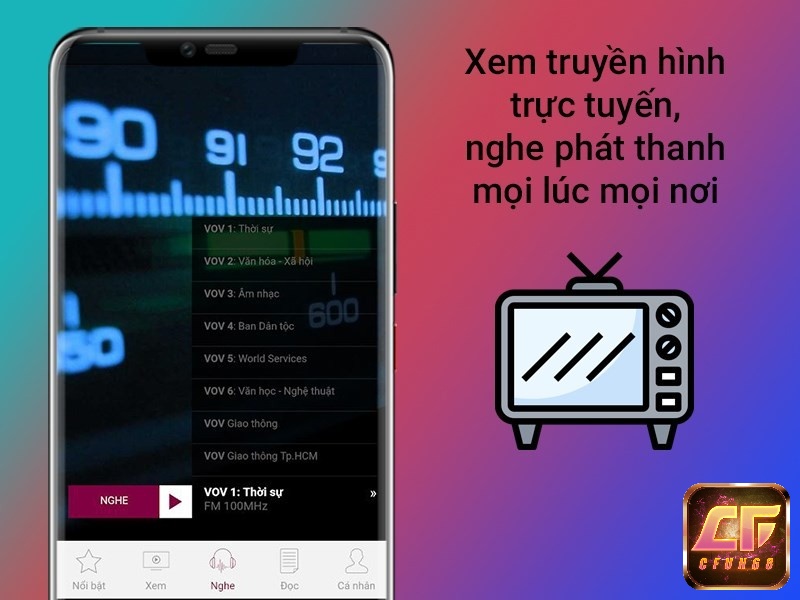 Ứng dụng hỗ trợ xem nhiều kênh truyền hình đa dạng.