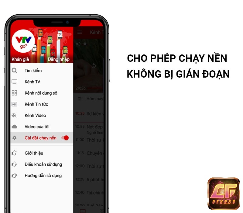 Các video VTV có thể chạy nền mà không bị gián đoạn
