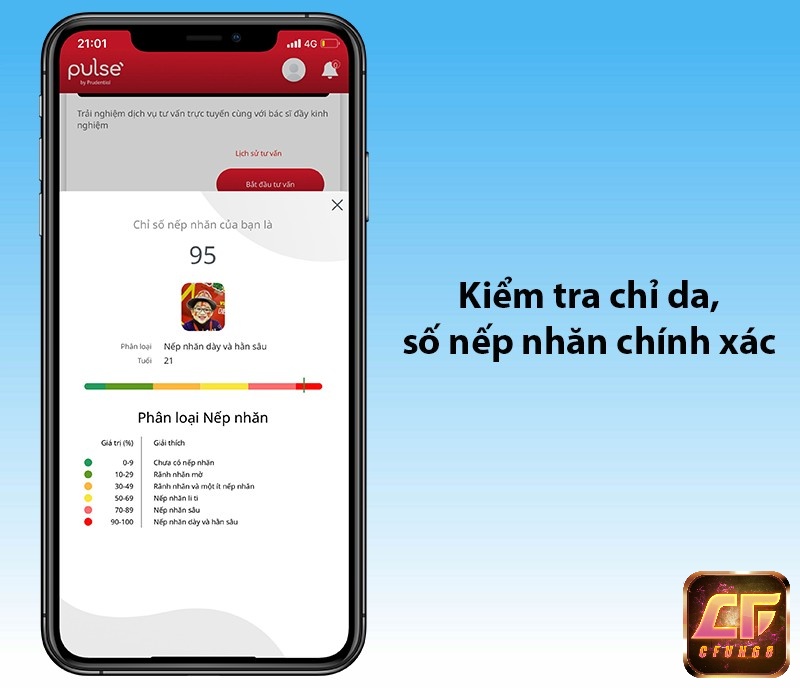 App We do pulse giúp kiểm tra chỉ da và số nếp nhăn chính xác