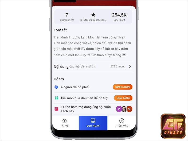 Bạn có thể tải và thêm truyện vào danh sách đọc