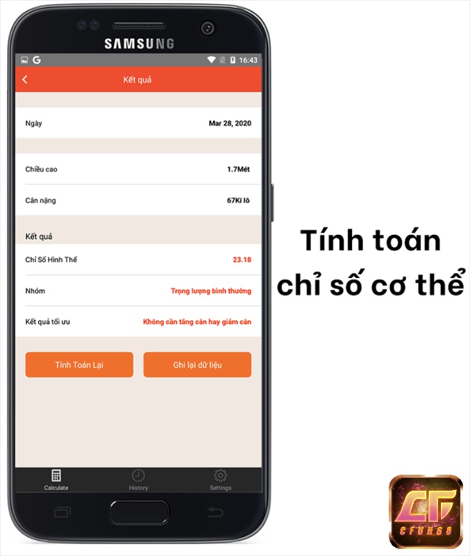 Ứng dụng tính calo sẽ giúp người dùng tính toán được chỉ số cơ thể