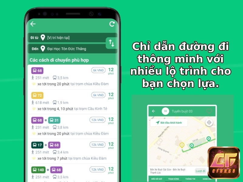 Ứng dụng này giúp bạn tra cứu tuyến đường và chỉ dẫn bạn lên đúng tuyến xe buýt