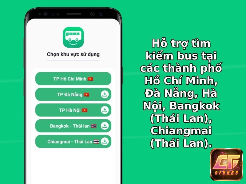 Hỗ trợ tìm kiếm xe buýt tại những thành phố như Hồ Chí Minh, Đà Nẵng, Hà Nội, …