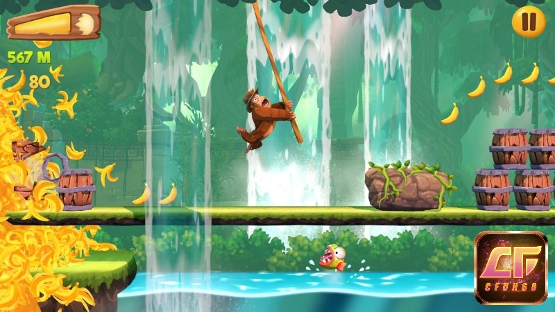 Bối cảnh trong game Banana Kong đa dạng, chi tiết, sinh động